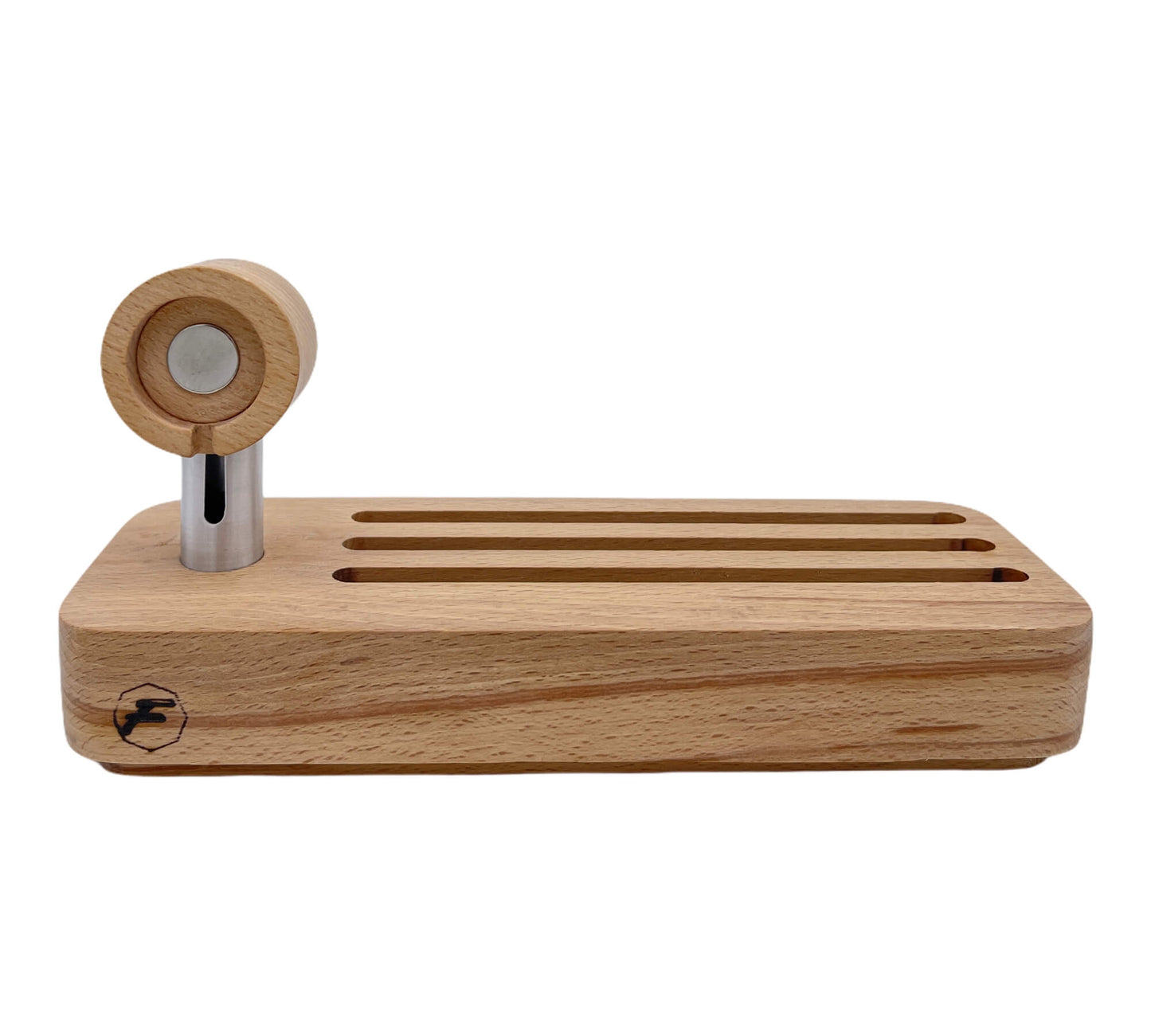 Handgefertigter Uhrenständer ÄpplBändBar aus massivem Holz für zwei Armbänder